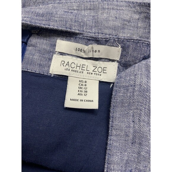 Rachel Zoe Linen Jumper Womens 8 blue Scoop Neck Baggy Leg Cropped Lagenlook - Picture 14 of 14
